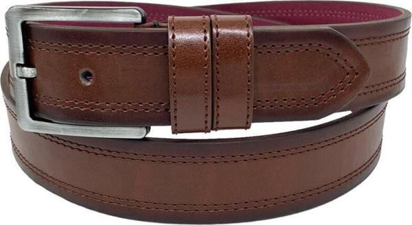 4 Cm.lik Spor Suni Deri Çift Dikişli Model Erkek Kemer Kahverengi - Image 1