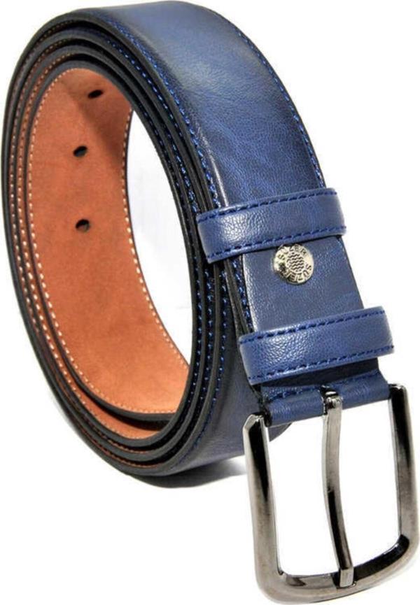 3.5 Cm. Klasik Suni Deri Düz Erkek Battal Kemer Lacivert - Image 1