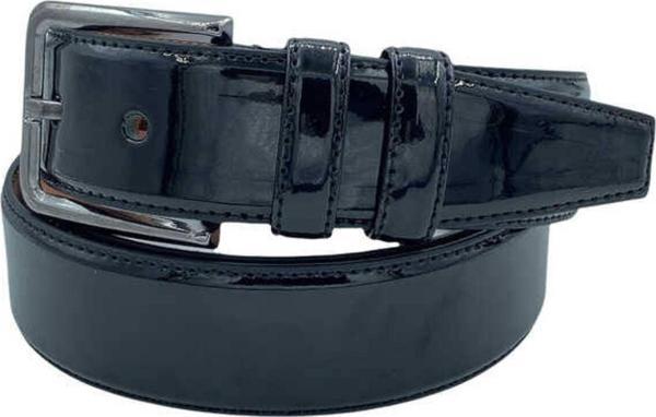 Siyah Rugan Suni Deri Düz Model Dikişli 3.5 Cm.lik Klasik Kemer - 8001-düz-22k-e - Image 1