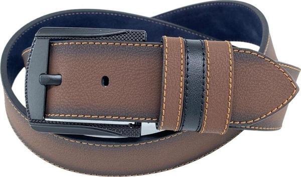 4.5 cm. Spor Suni Deri Kenarı Sarı Dikişli Model Erkek Kemer Kahverengi - Image 1