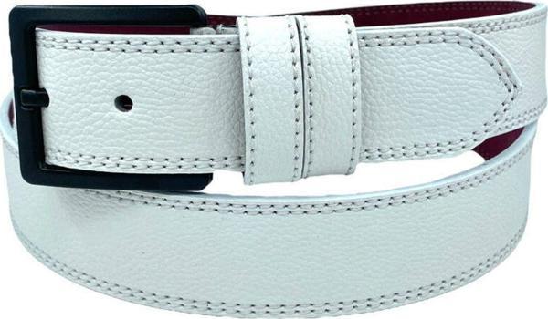 * 4 Cm. Spor Suni Deri Dikişli Model Kemer Beyaz - Image 1