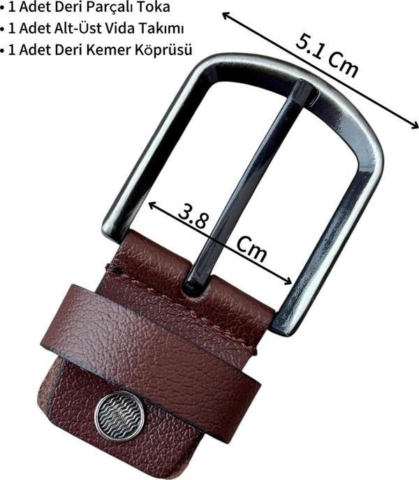 Yedek Kemer Tokası Vidalı Hakiki Deri Kahverengi - Image 1
