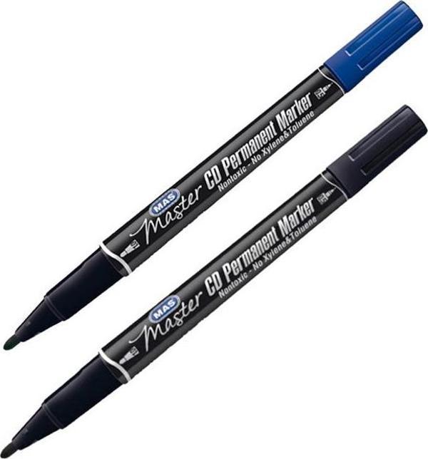 Mas Master Cd Permanent Marker Çift Uç Siyah Ve Mavi 2Li Set 6414 - Image 1