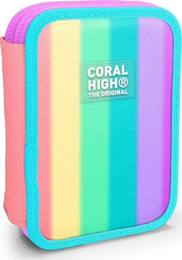 Coral High Renkli Çizgili Desenli Çift Katlı Kalem Çanta 11130 - Image 1
