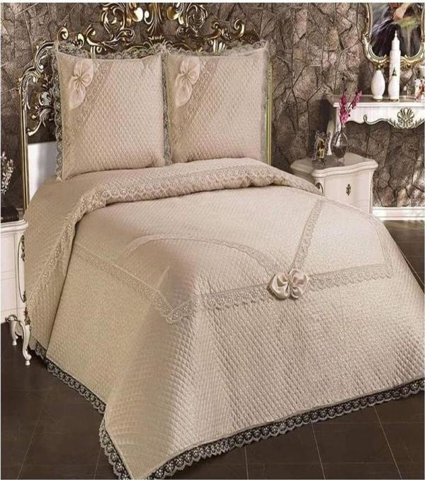 Çalışkan Çeyiz Evi Naime Pike Takımı Ve Yatak Örtüsü - Kapitone Güpürlü Pike Takımı Yatak Örtüsü Çift Kişilik 250X260 - Image 1