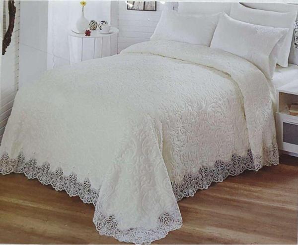 Zümrüt Krem Dentelle 6 Parça Kutulu Battaniye Takımı - Image 1