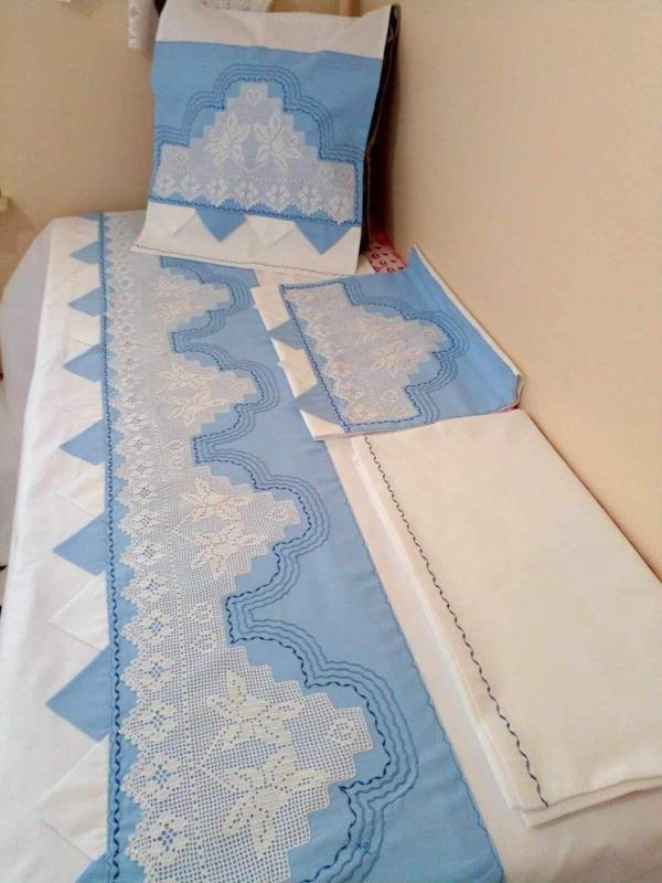 Bursa Çeyiz Elişi Dantelli Nevresim Takımı Çarşafı Dantelli - Image 1