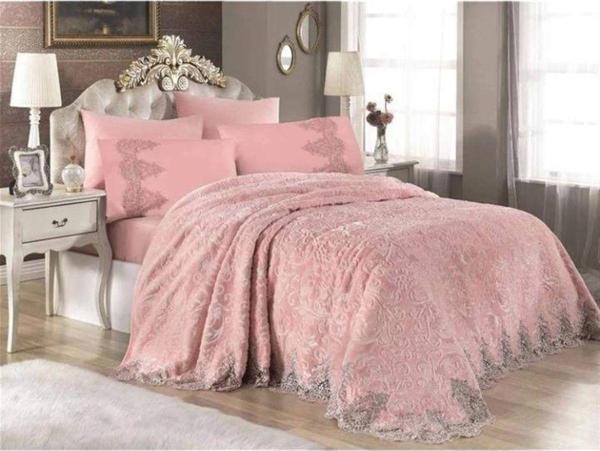 Royal Home Ebru Pudra 6 Parça Fransız Battaniye Takımı - Image 1