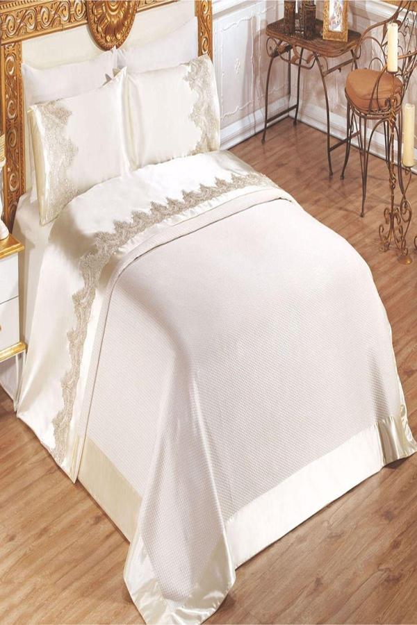 Belloo Home Hürrem Çift Kişilik Fransız Dantelli Pike Takımı - Image 1