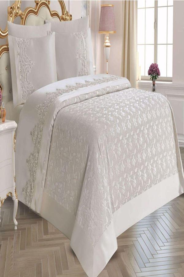 Belloo Home Sultans Çift Kişilik Fransız Dantelli Pike Takımı - Image 1