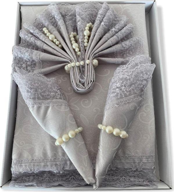 Cardea Kdk Masa Örtüsü Takımı Grey 8 Kişilik 18 Parça - Image 1