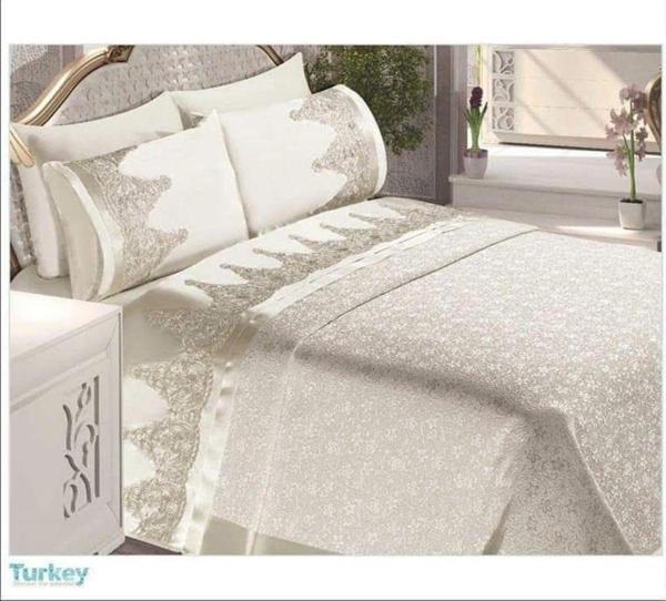 Bursa Çeyiz Gülbahçe Fransız Dantel 6 Parça Pike Takımı - Image 1