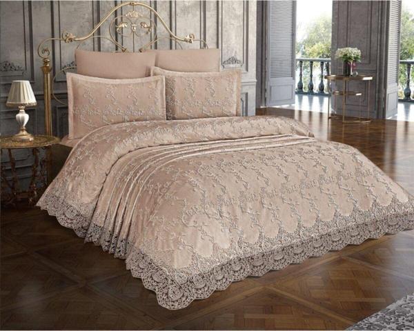 İpekçe Etz Home Fiona Dokuma Dantelli 6 Parça Pike Takımı Bej - Image 1