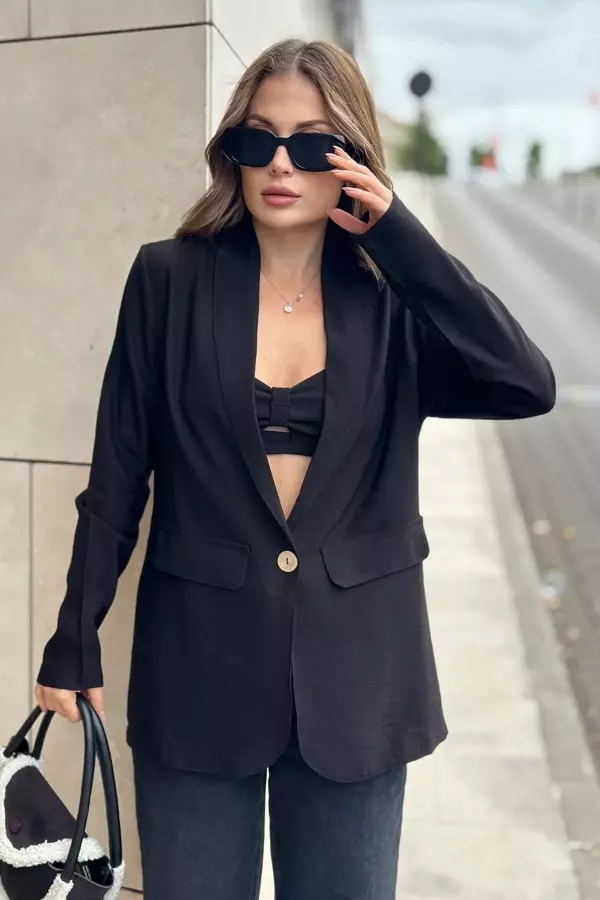 Keten Blazer Ceket - Image 1