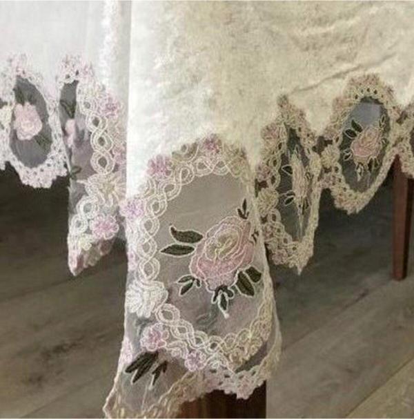 Bursa Çeyiz 160X220 Cm Ağır Fransız Dantelli Kadife Masa Örtüsü*0,76 - Image 1