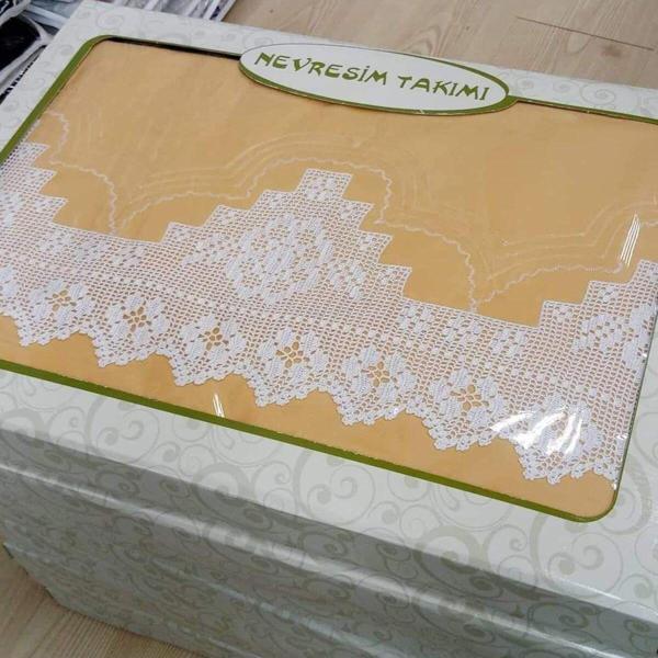 Bursa Çeyiz Elişi Dantelli Nevresim Takımı Çarşafı Dantelli - Image 1