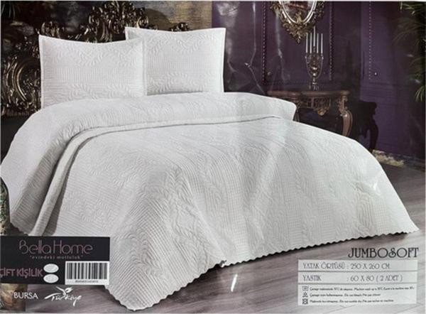 Bella Home Mikrofiber Çift Kişilik Yatak Örtüsü - Krem - Image 1