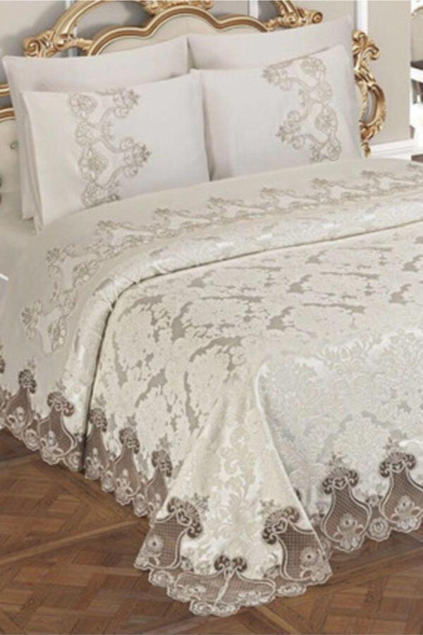 Hanımeli Fransız Dantelli Pike Takımı - Image 1