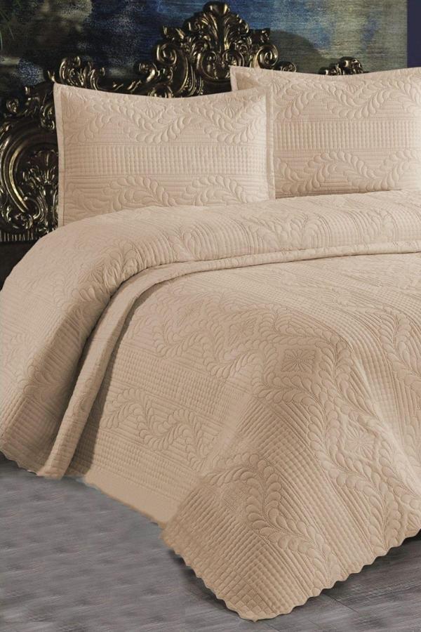 Bella Home Mikrofiber Çift Kişilik Yatak Örtüsü - Yavruağzı - Image 1