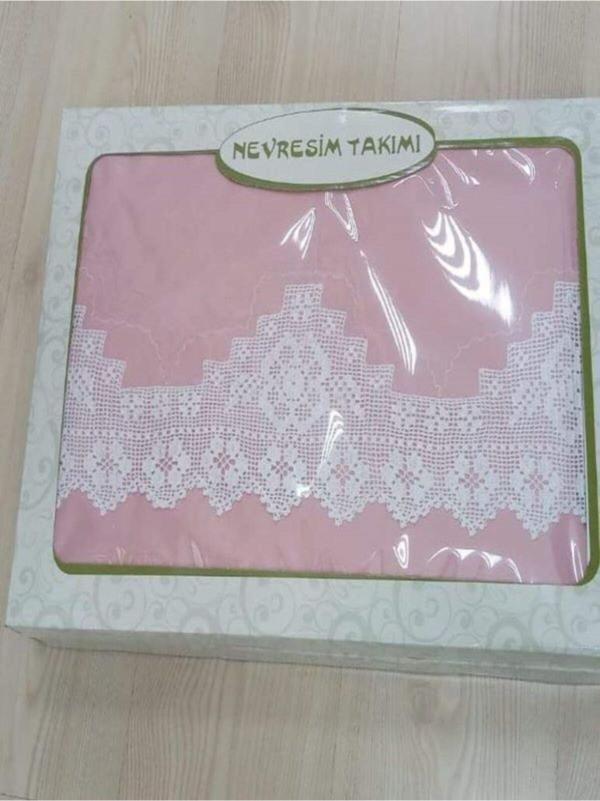 Bursa Çeyiz El Işi Dantel Nevresım Takımı Akfil Kumaş Ağır Pıko Ve Nervürlü Çarşafı Dantelsiz - Image 1