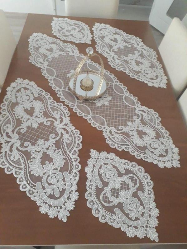 Home Afrodit Dantel 5 Parça Şık Salon Takımı - Image 1