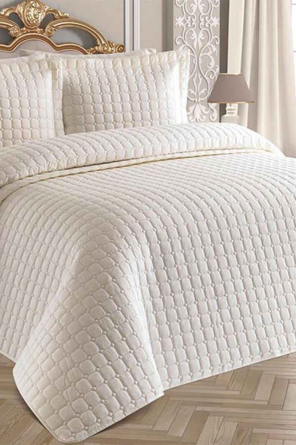 Estiva Home Textizli Estiva Kapitoneli Micro Saten 250X260 Çift Kişilik Yatak Örtüsü Seti - Image 1