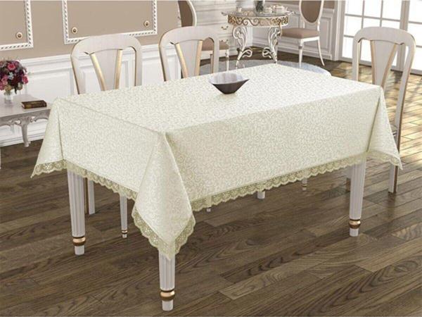 Apakay Fransız Dantelli Lüx Kdk Masa Örtüsü 160X220Cm - Krem - Image 1