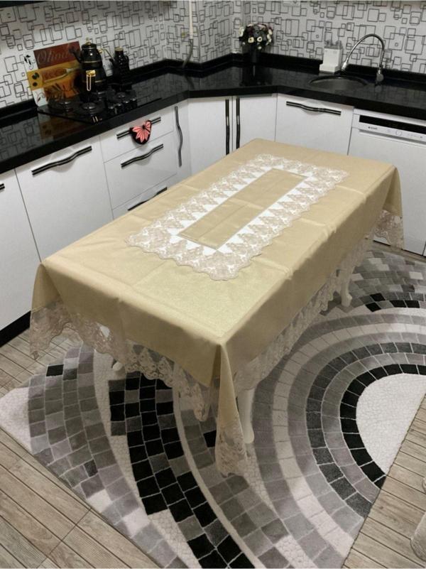 Çalışkan Çeyiz Evi Kahverengi Linen Masa Örtüsü - Lüks Keten Masa Örtüsü - Image 1