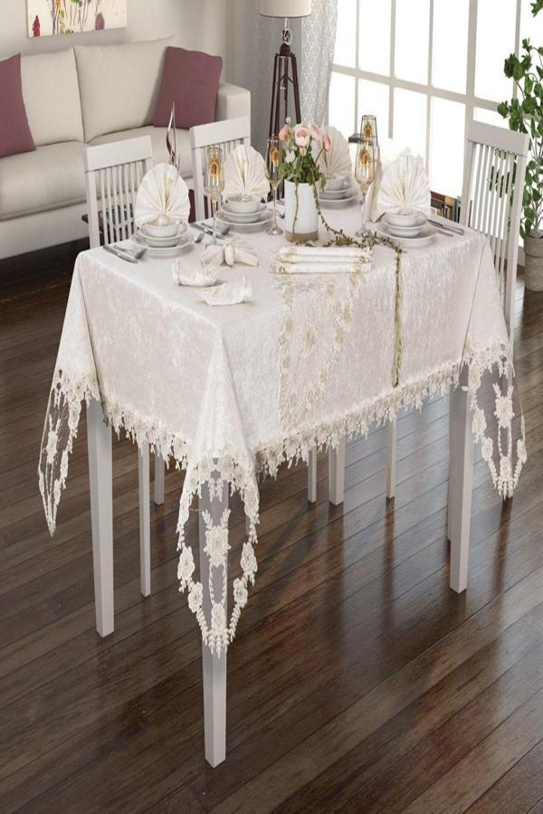 Çalışkan Çeyiz Evi 26 Parça Linen Fransız Dantelli Yemek Takımı - Lüx 26 Parça Linen Fransız Dantelli Yemek Takımı - Image 1