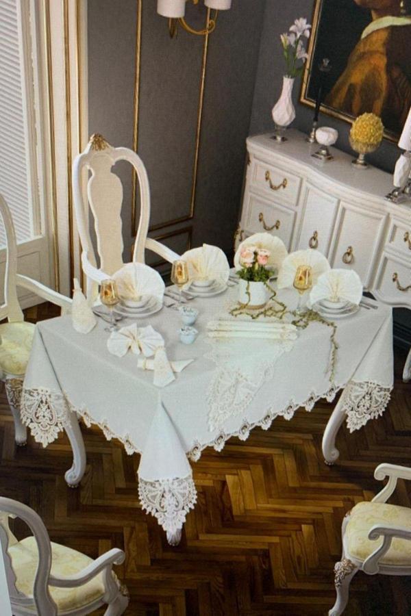 Çalışkan Çeyiz Evi 26 Parça Fransız Dantelli Yemek Takımı - Lüx Linen Fransız Dantelli Yemek Takımı - Image 1