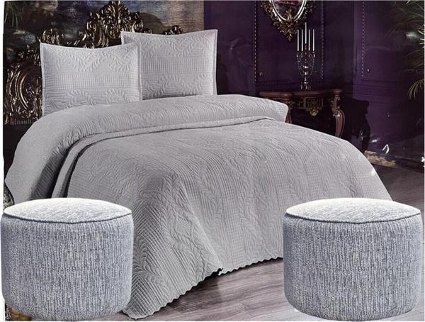 Bella Home Yatak Örtüsü Çift Kişilik Nilüfer Gri - Image 1