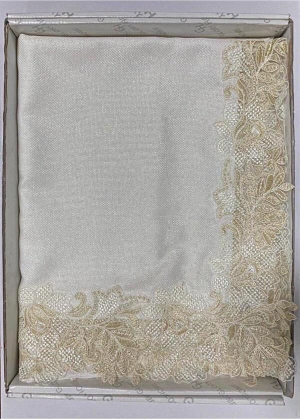Ağaoğlu Fransız Güpürlü Simli Linen Keten Masa Örtüsü - Image 1