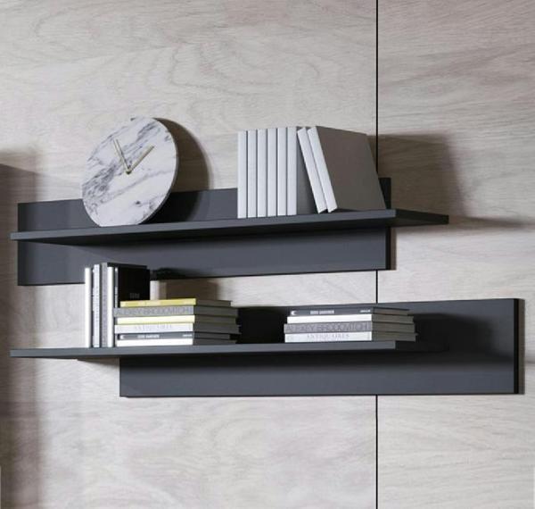 Duvar Rafı 2'li Set Dekoratif Modern Salon Mutfak Oturma Odası Yemek Odası Raf Mat Siyah Raf - Image 1