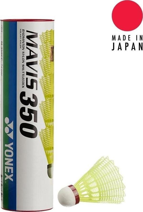 Yonex Mavis 350 (6'lı) Sarı Badminton Topu - Kırmızı Bant - Image 1