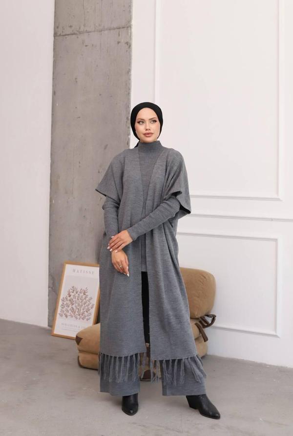 Bluz Pantalon ve Yelek 3 lü Triko Takım - Image 1