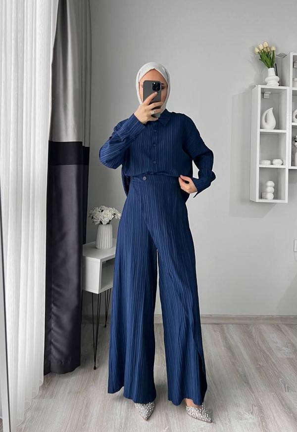 Lacivert Pantalon Gömlek Alt Üst Takım - Image 1