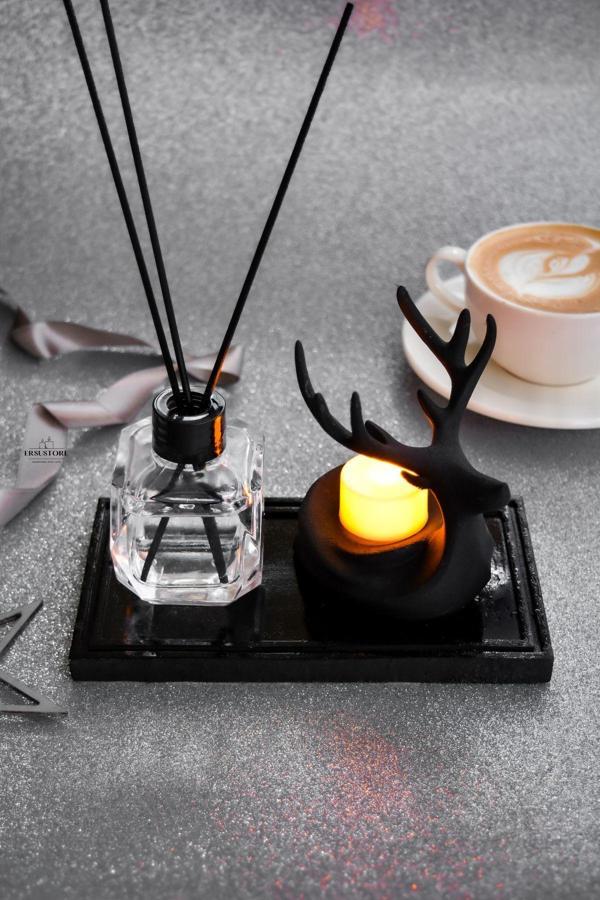 Ersustore Bambu Çubuklu Oda Kokusu Tea Light Mumluk Seti Hediyelik Dekoratif - Image 1