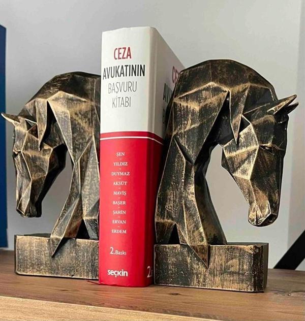 Jeane Home Decor 20 Cm 2 Adet Dekoratif Kübik Geometrik Tasarım At Kitap Tutucu Biblo - Image 1