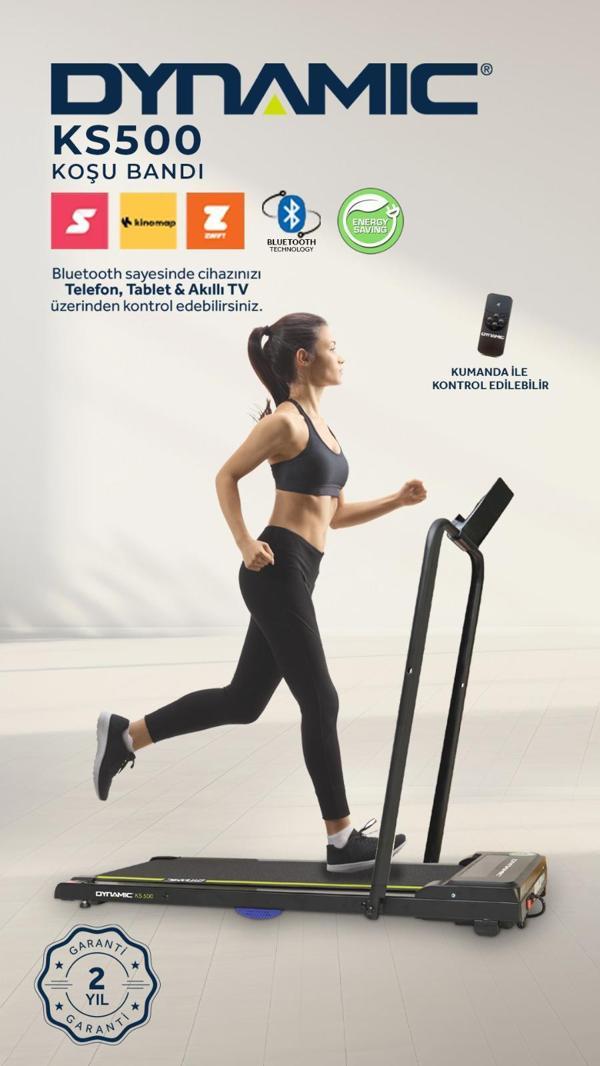 Dynamic KS500 Ultra Slim Enerji Tasarruflu Sessiz Uzaktan Kumandalı Bluetoothlu Koşu ve Yürüyüş Bandı - Image 1