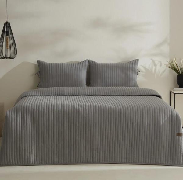 Karaca Home Elie Gri Çift Kişilik Yatak Örtüsü - Image 1