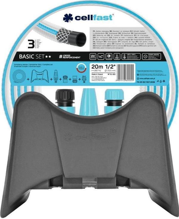 Cellfast Basic Bahçe Sulama Hortumu Seti 1/2" 20 m + Bahçe Hortumu Duvar Askısı - Image 1