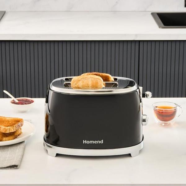 Homend Vintage Breadfast 1527H 2 Dilim Kapasiteli Ekmek Kızartma Makinesi Siyah - Image 1