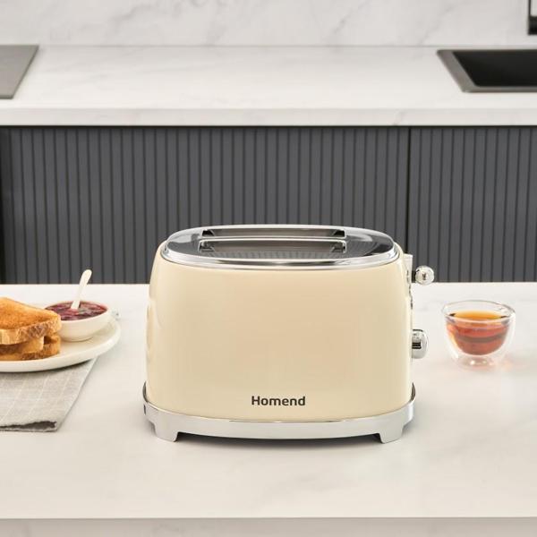 Homend Vintage Breadfast 1527H 2 Dilim Kapasiteli Ekmek Kızartma Makinesi Krem - Image 1