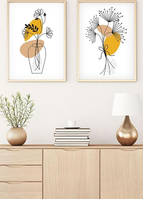 Huhuli Ahşap Çerçeveli 2'Li Set Tablo - Image 1