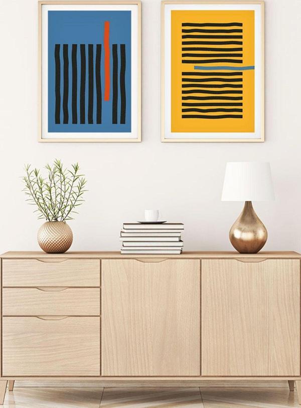 Huhuli Ahşap Çerçeveli Modern Tablo Seti Huhu128 - Image 1