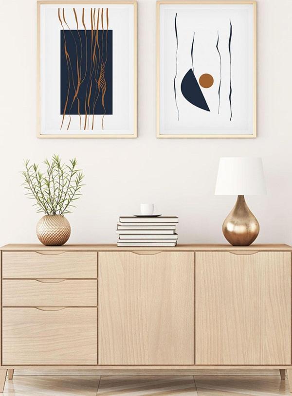 Huhuli Ahşap Çerçeveli Modern Tablo Seti Huhu108 - Image 1