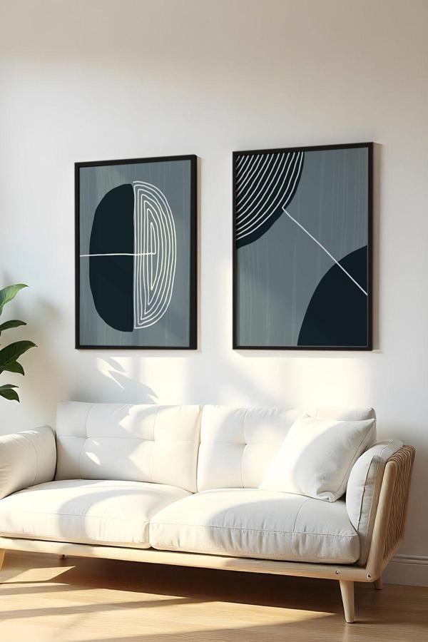 Huhuli Ahşap Siyah Çerçeveli 2 Parça Set Tablo Huhu113 - Image 1