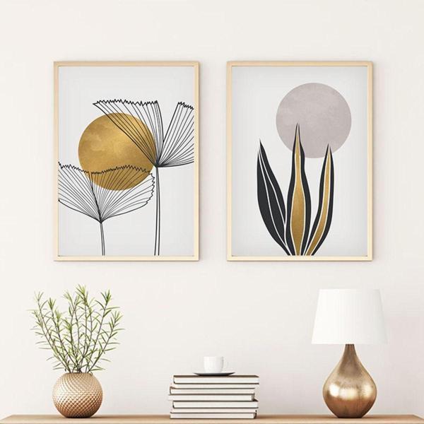 Huhuli Ahşap Çerçeveli Modern Tablo Seti Huhu77 - Image 1