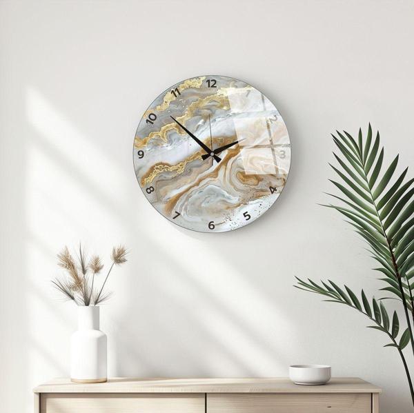 Huhuli Modern Tasarımlı Cam Duvar Saati 351 - Image 1