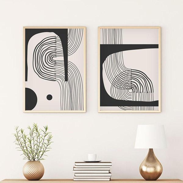 Huhuli Ahşap Çerçeveli Modern Tablo Seti Huhu76 - Image 1
